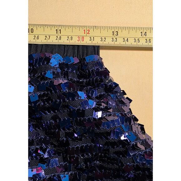 Crewcuts Girls Size 10 Blue Sequin Elastic Waist Skirt Mesh Trim - Picture 7 of 8